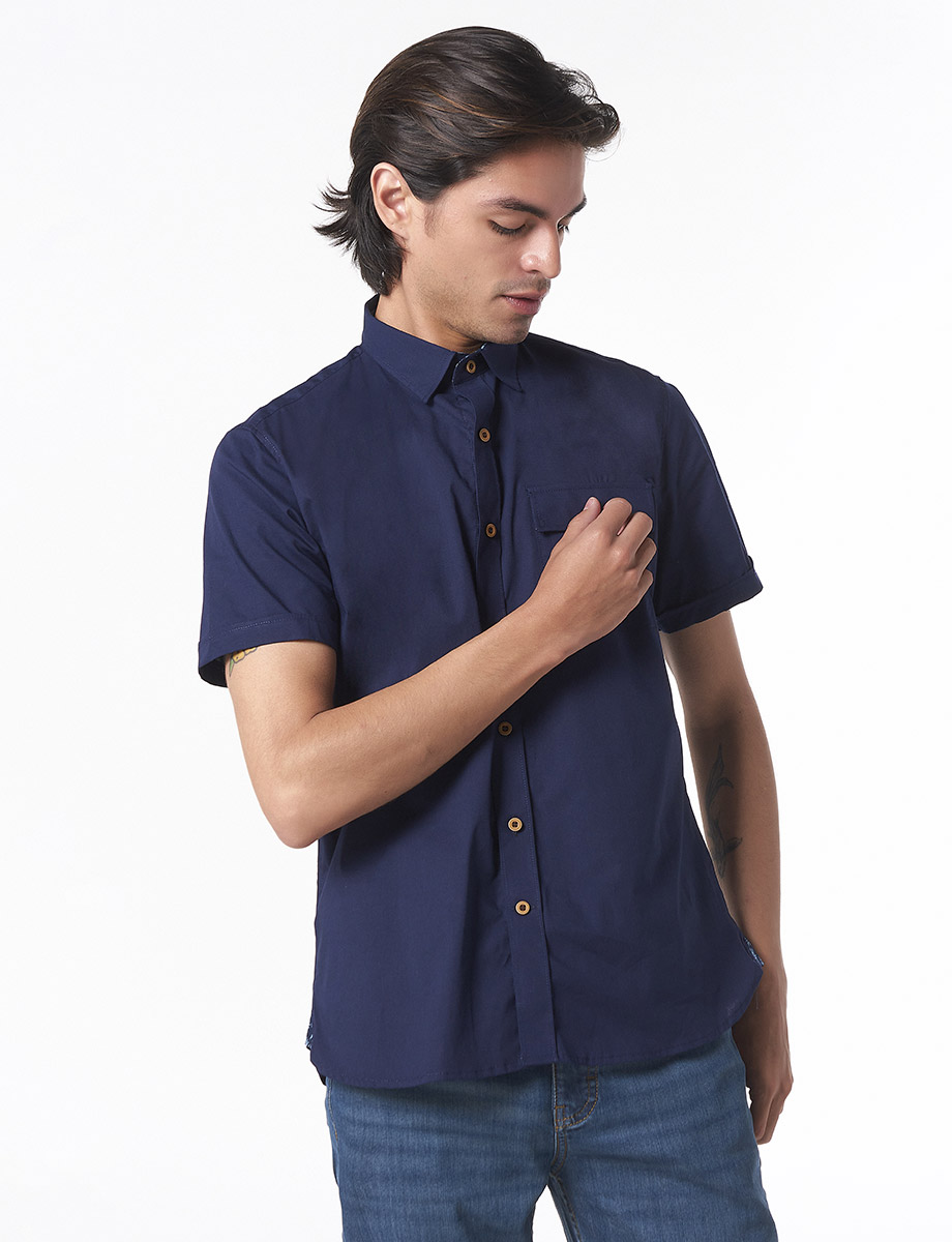 Camisa Manga Corta Azul Marino