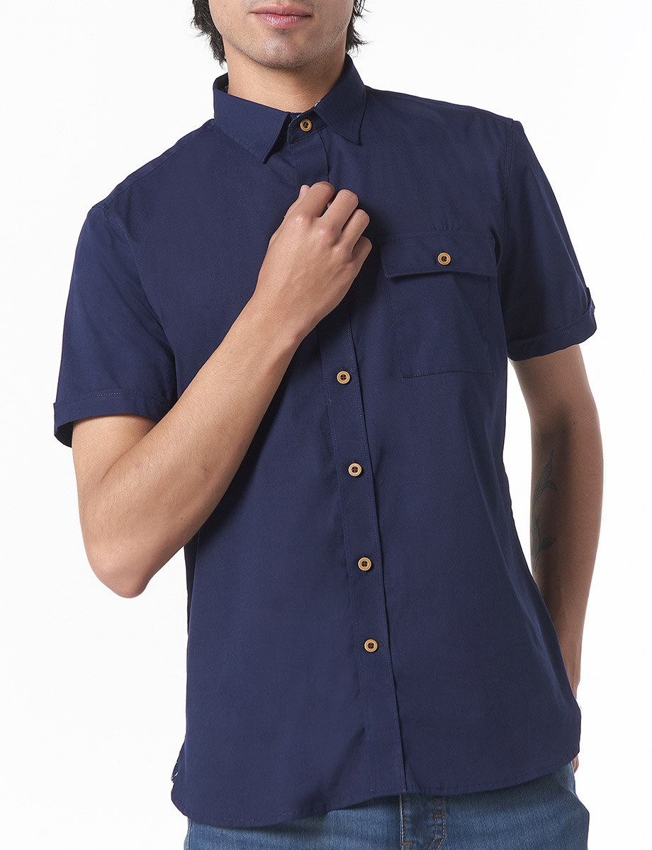 Camisa Manga Corta Azul Marino