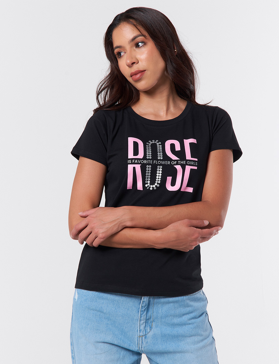 Camiseta Rose Negro