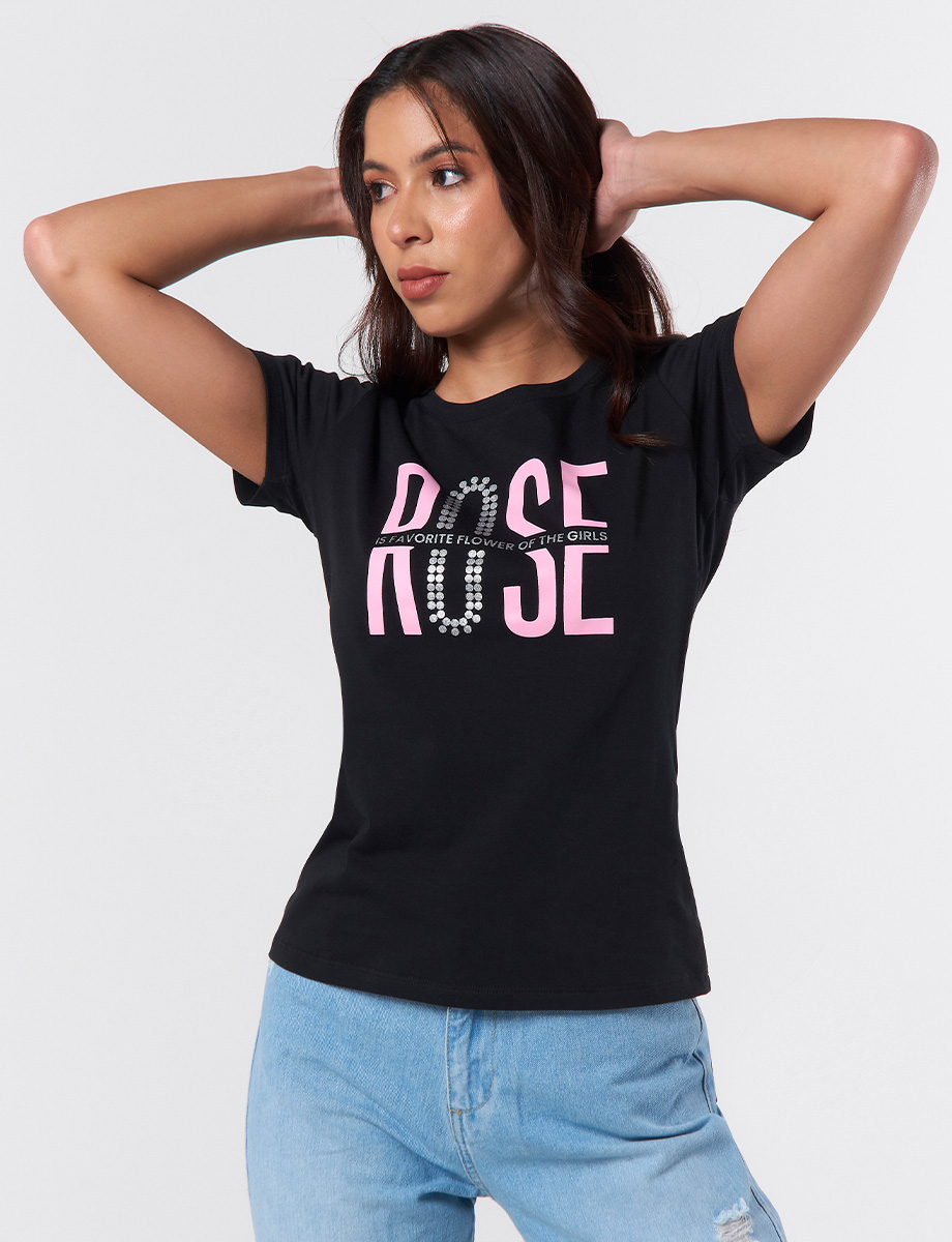 Camiseta Rose Negro