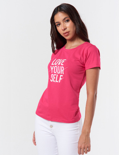 Camiseta Love Your Self Fucsia