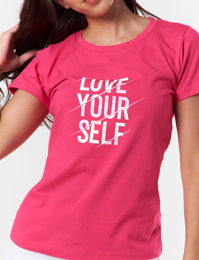 Camiseta Love Your Self Fucsia