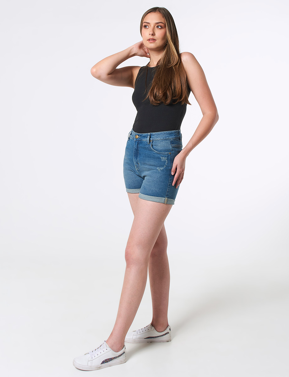 Short Azul con Doblez