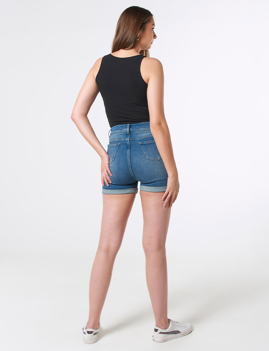 Short Azul con Doblez