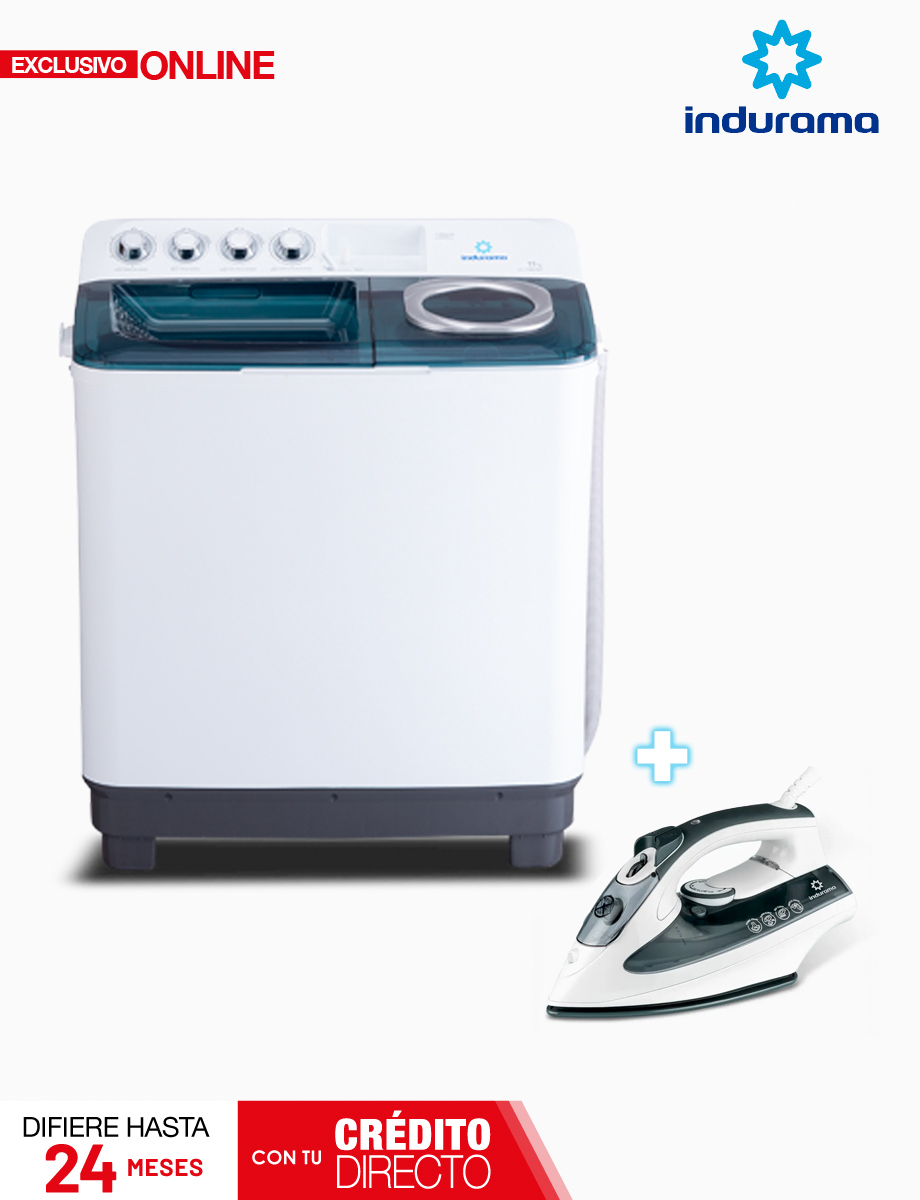 Lavadora Semiautomática de 11 Kg + Plancha a Vapor | Indurama