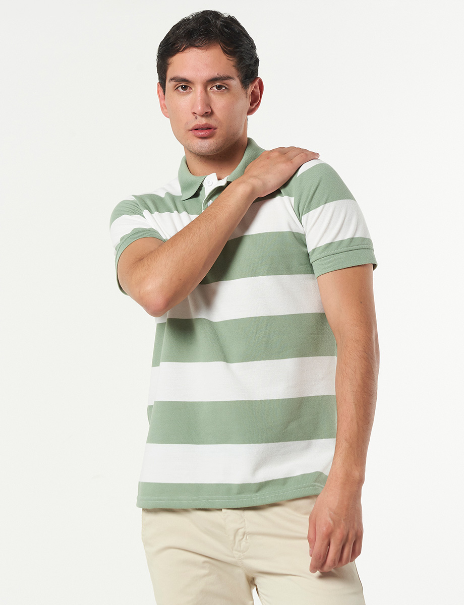 Camiseta a Rayas Verde/Blanco