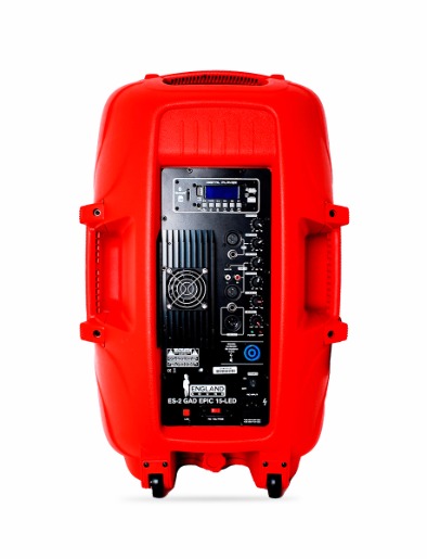 Caja Amplificada 90,000 Watts Roja con Micrófono y Pedestal | England Sound