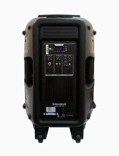 Caja Amplificada Negra 15" 60,000 Watts con Micrófono | Bazzuka
