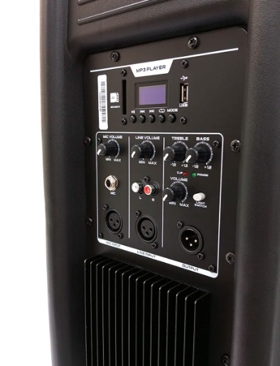 Caja Amplificada Negra 15" 60,000 Watts con Micrófono | Bazzuka