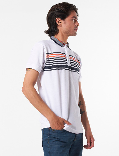 Camiseta Polo Lineas Blanco