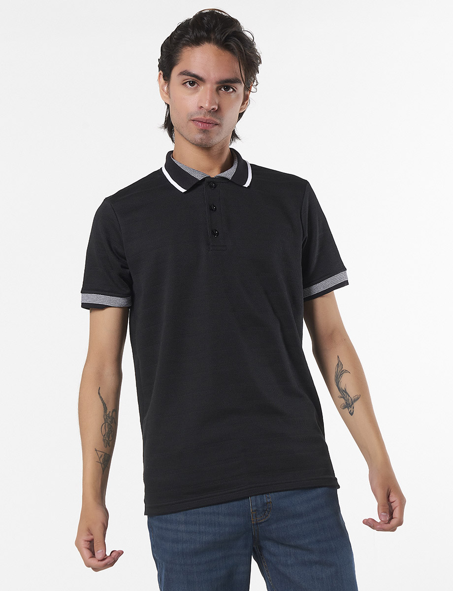 Camiseta Polo Bordado Negro