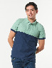 Camiseta Polo Bloque de Color Verde/Azul
