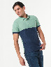 Camiseta Polo Bloque de Color Verde/Azul