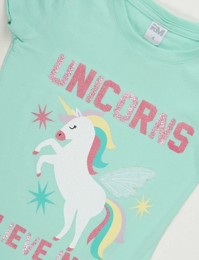 Camiseta Unicornio Verde Menta
