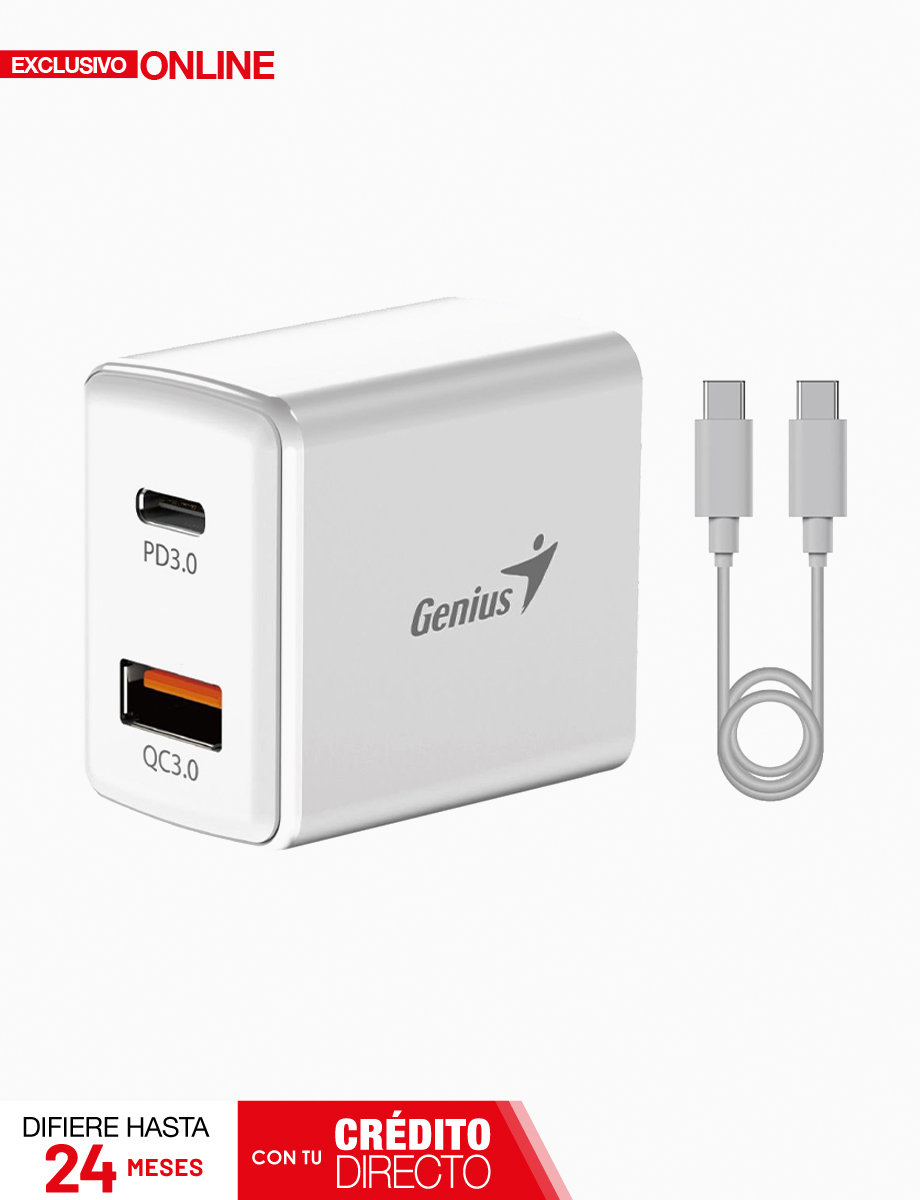 Cargador de Pared Dual + Cable C a C de 1 Mt | Genius