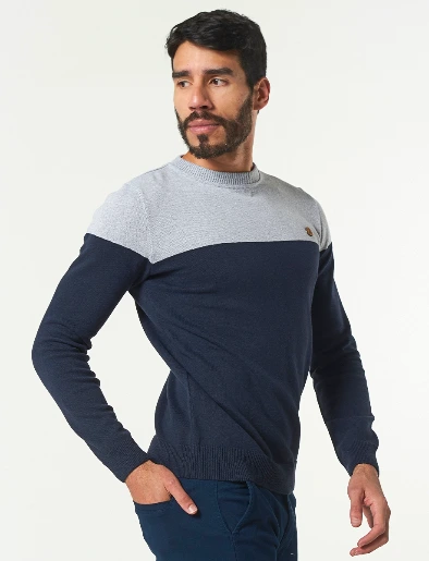 Sweater Bloque de Color Azul marino
