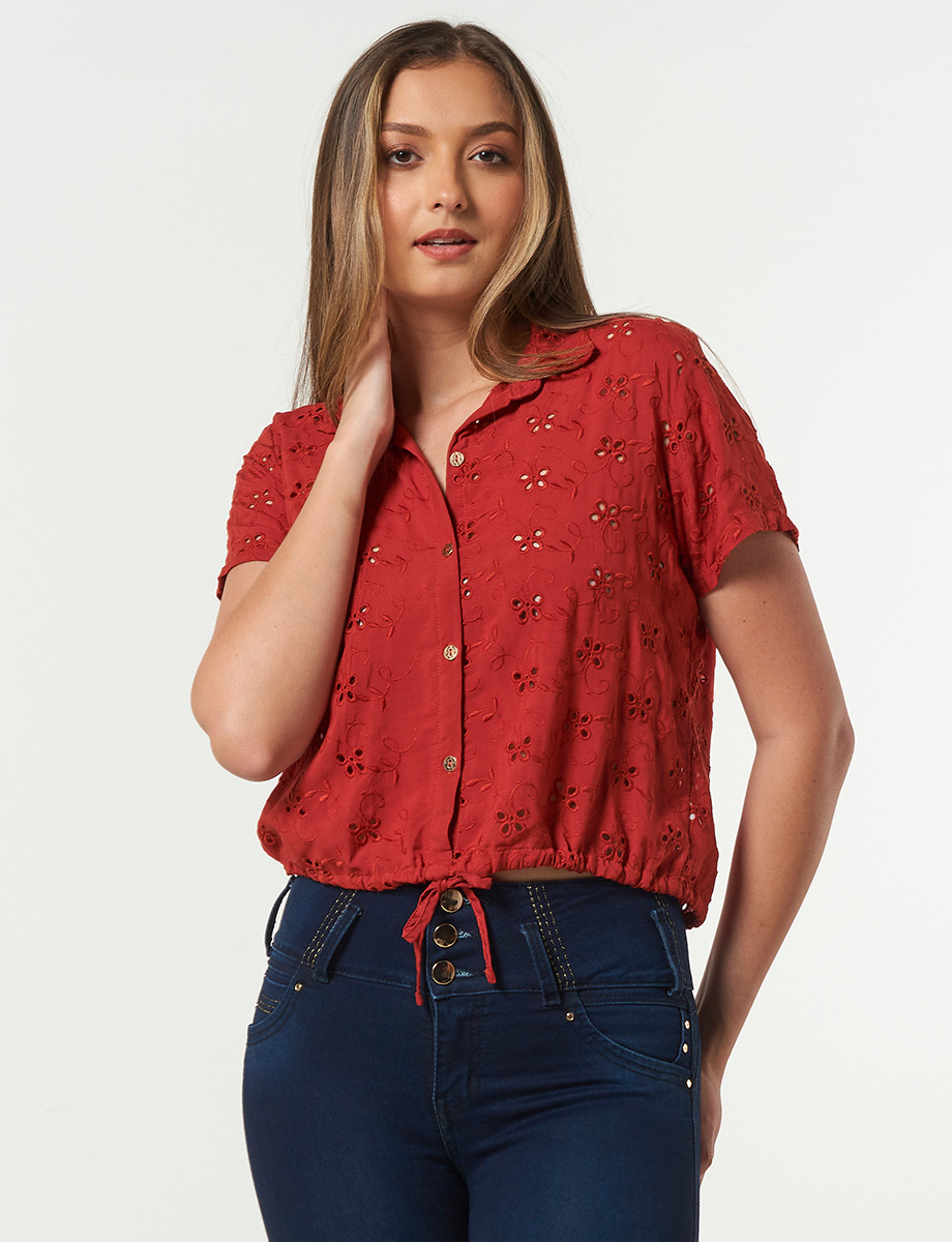 Blusa Terracota Troquelada