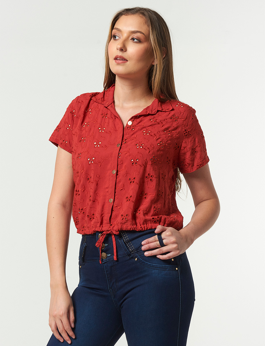 Blusa Terracota Troquelada