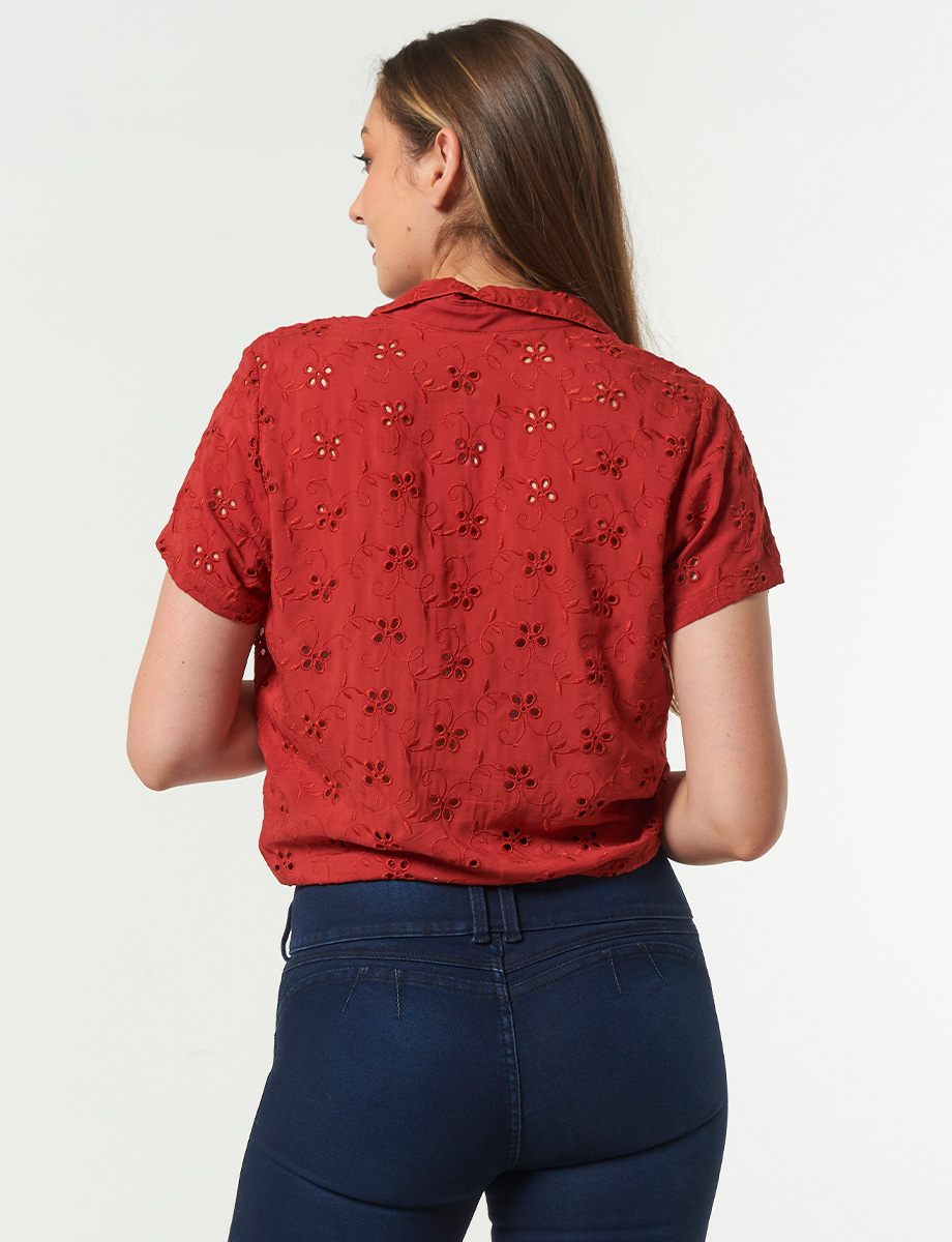Blusa Terracota Troquelada