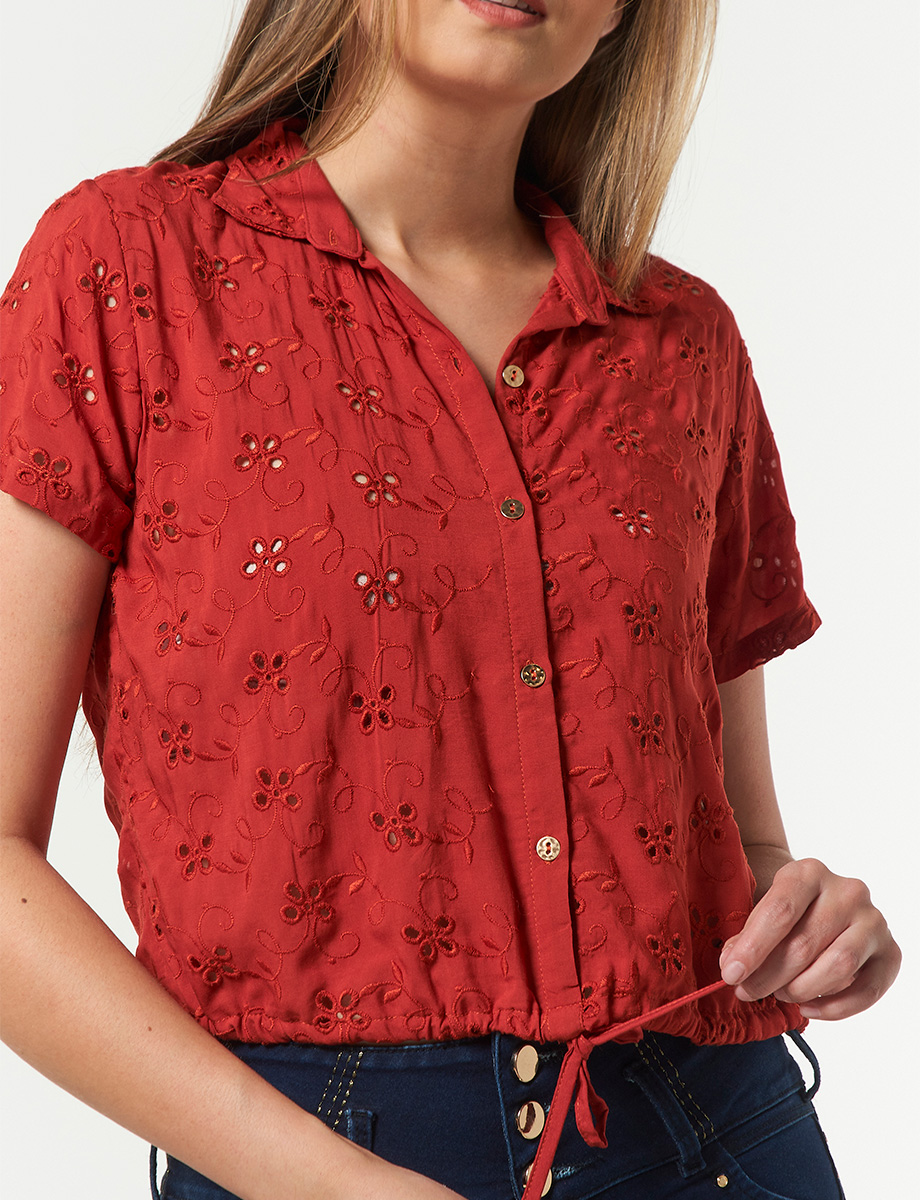 Blusa Terracota Troquelada