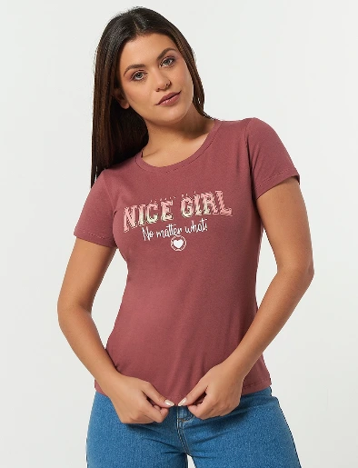Camiseta Nice Girl Rosado Oscuro