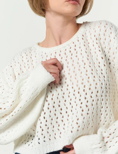 Sweater Troquelado Blanco
