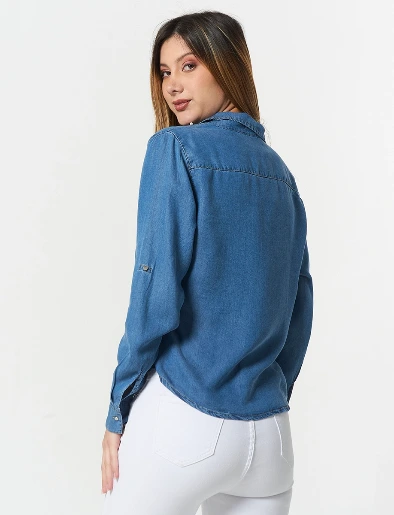 Blusa Denim con Apliques