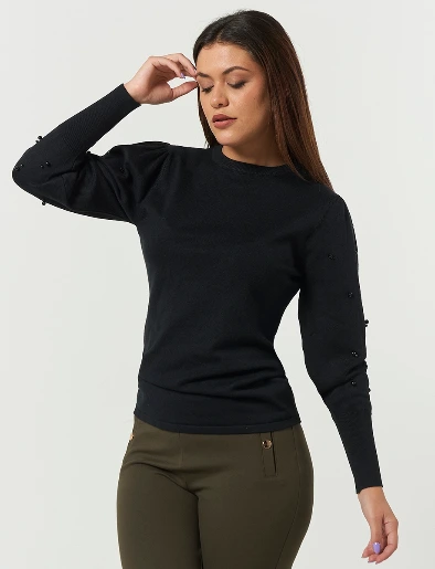 Sweater Apliques Negro