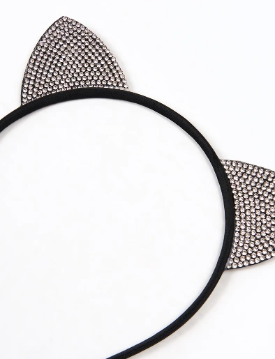 Diadema Negra con Orejas Brillo