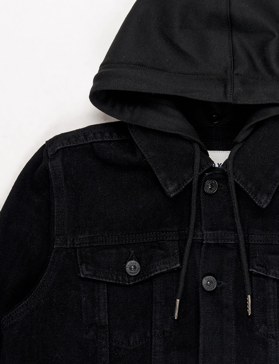 Chaqueta Jean con Capucha Negra