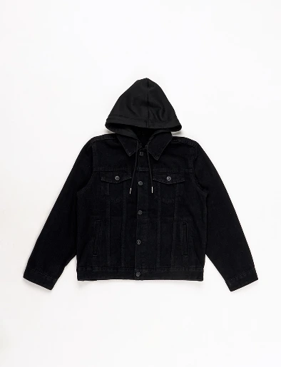 Chaqueta Jean con Capucha Negra