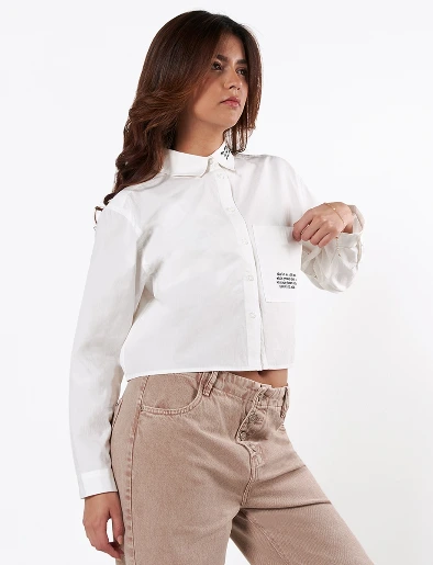 Blusa Camisera Bordado Blanco