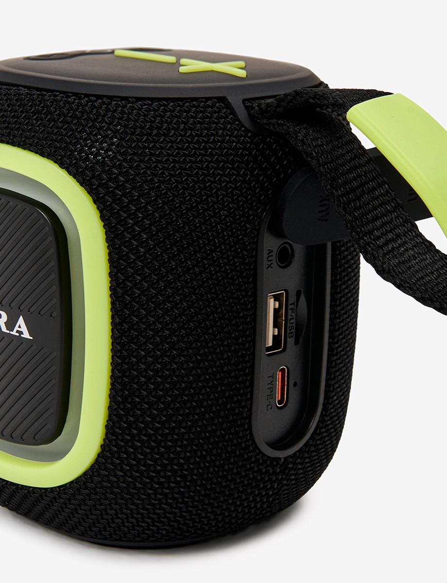 Parlante Bluetooth con Luz LED y Radio FM Negro/Verde | Ezra