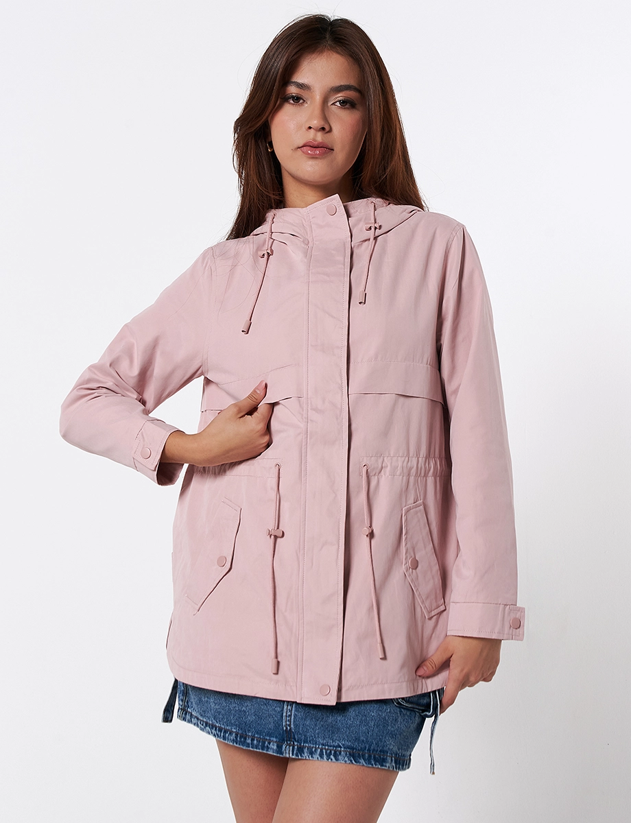 Parka con Capucha Unicolor