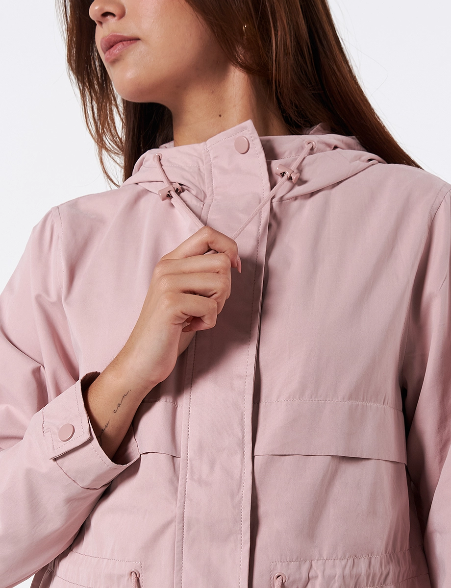 Parka con Capucha Unicolor