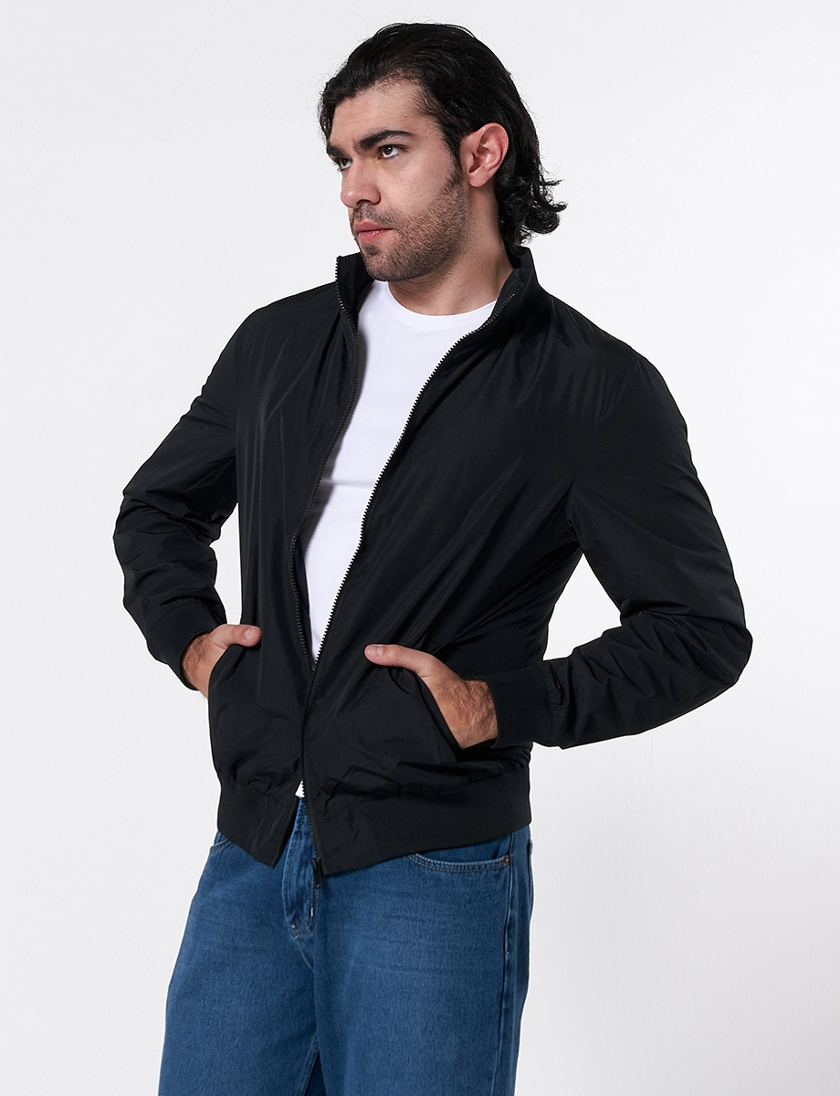 Chaqueta Bomber Nylon Negro
