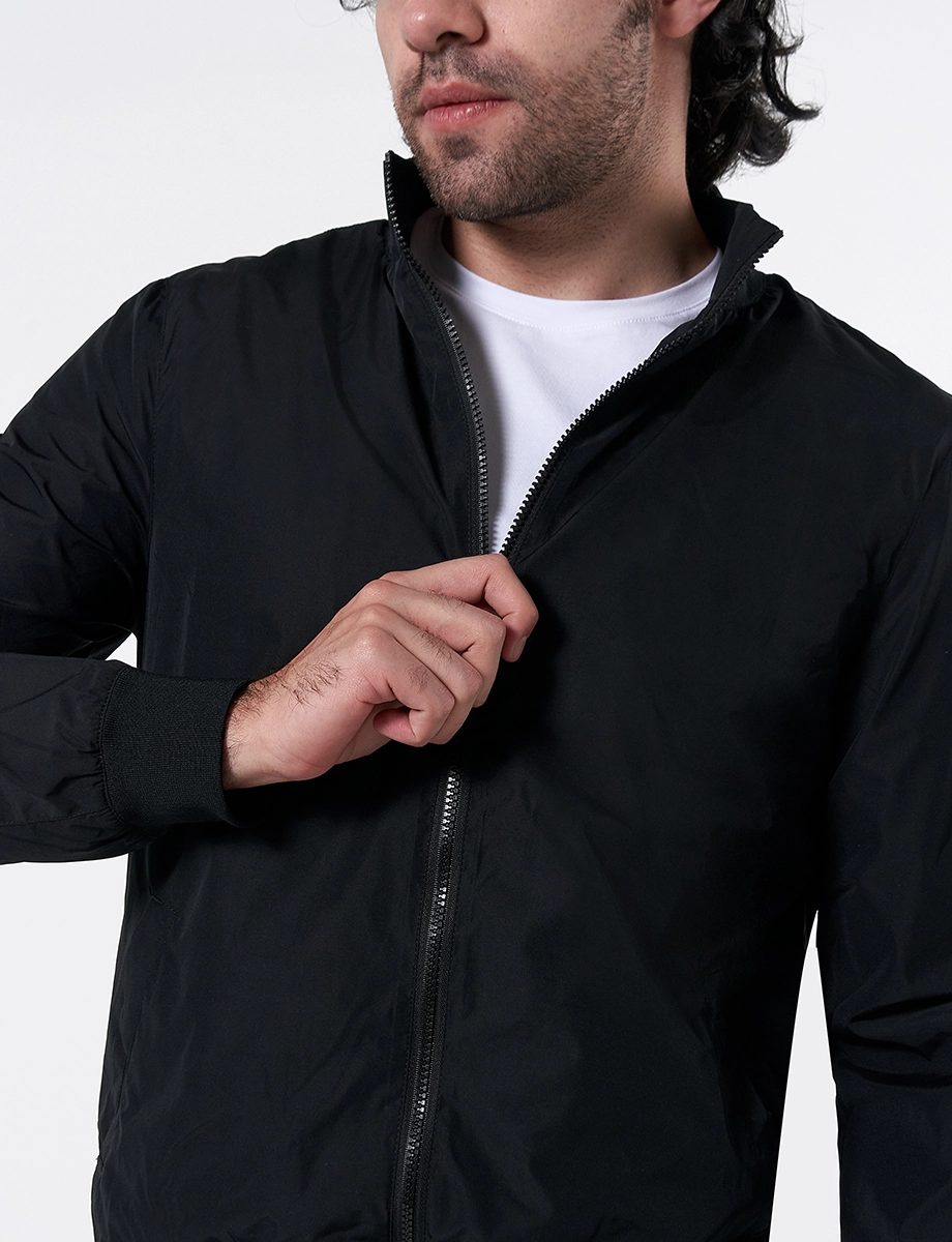 Chaqueta Bomber Nylon Negro