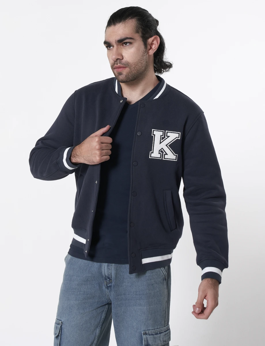 Chompa Bomber Letra K Azul