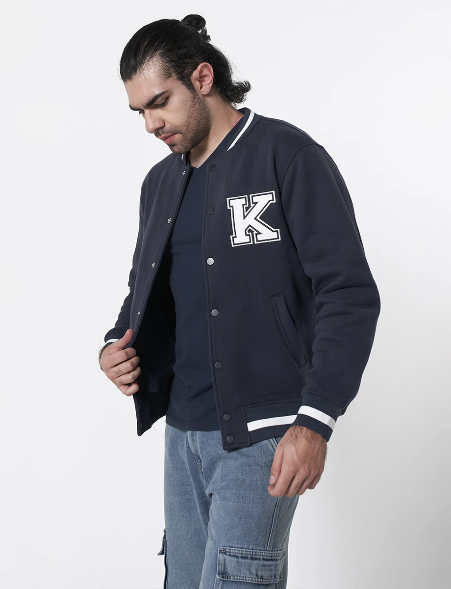 Chompa Bomber Letra K Azul