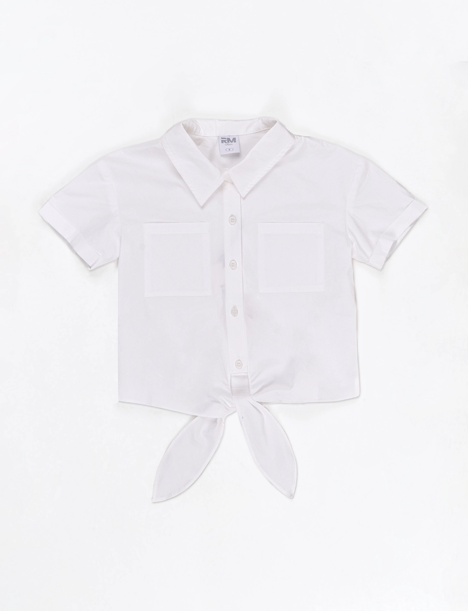 Blusa Pre Manga Corta Blanca
