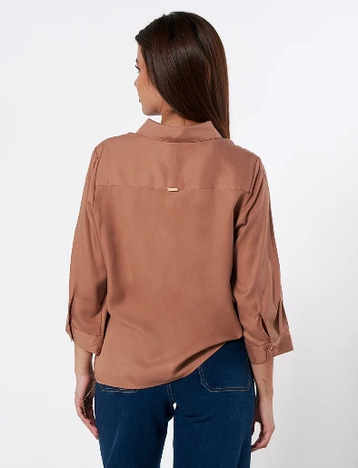 Blusa Manga 3/4 Café