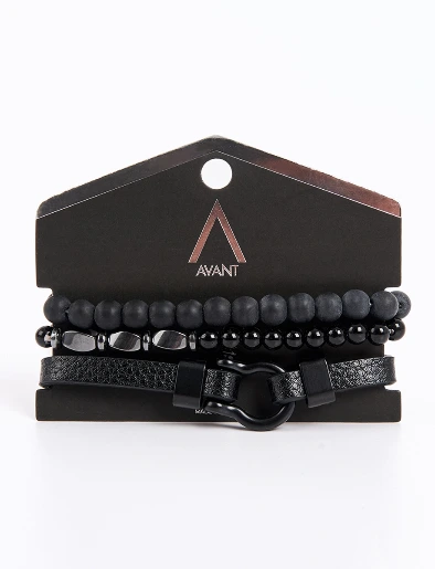 Set x3 Pulseras Negro