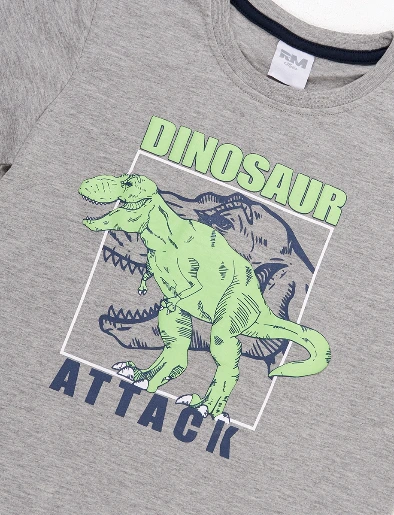 Camiseta Dino Attack Gris