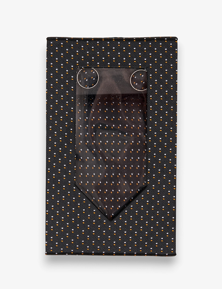 Set Corbata + Gemelos + Pañuelo Negro