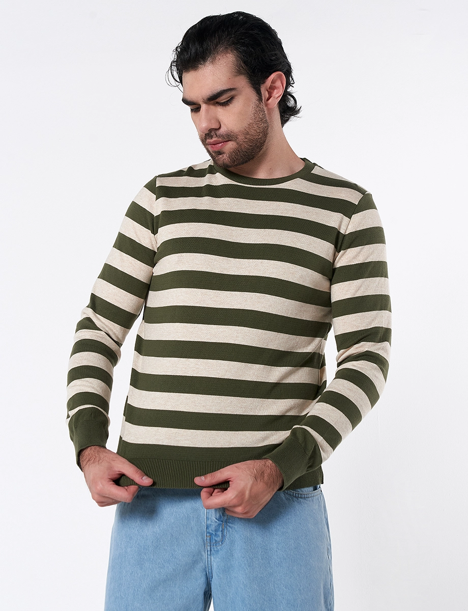 Sweater a Rayas Verde Oliva