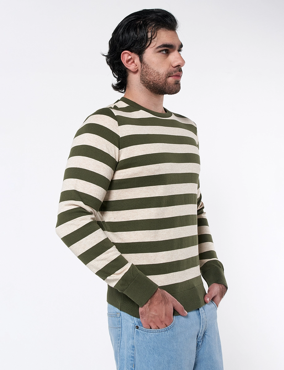 Sweater a Rayas Verde Oliva