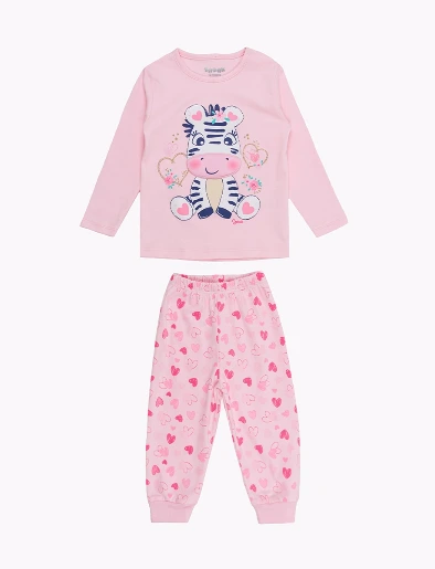 Pijama Buzo Cebra + Pantalón Rosado