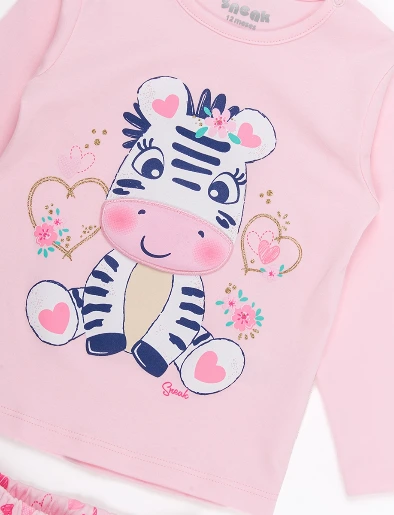 Pijama Buzo Cebra + Pantalón Rosado