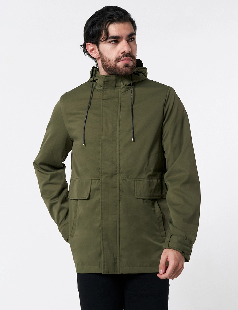 Chaqueta con Capucha Verde Oliva
