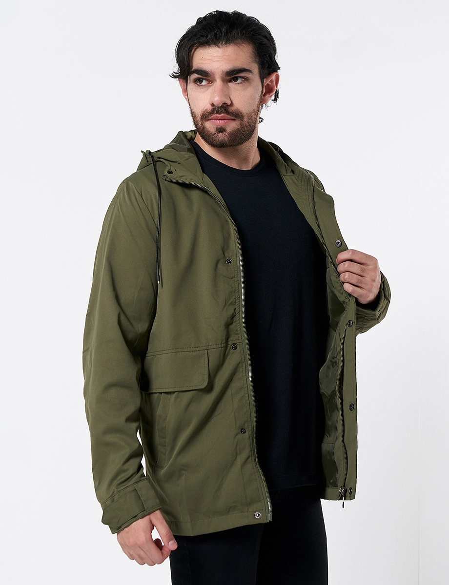 Chaqueta con Capucha Verde Oliva